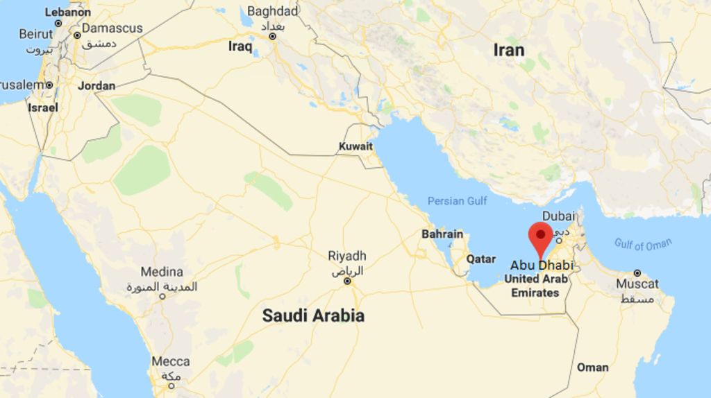 Peta lokasi Abu Dhabi, Uni Emirat Arab