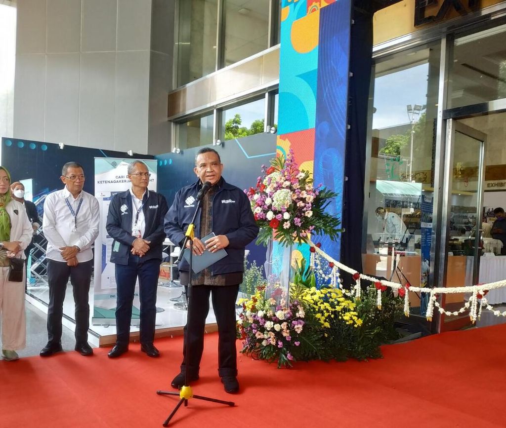 Wakil Menteri Ketenagakerjaan Afriansyah Noor sedang membuka acara Festival Pelatihan Vokasi dan Job Fair Nasional di Jakarta Convention Center, Jakarta Pusat, Jumat (28/10/2022).