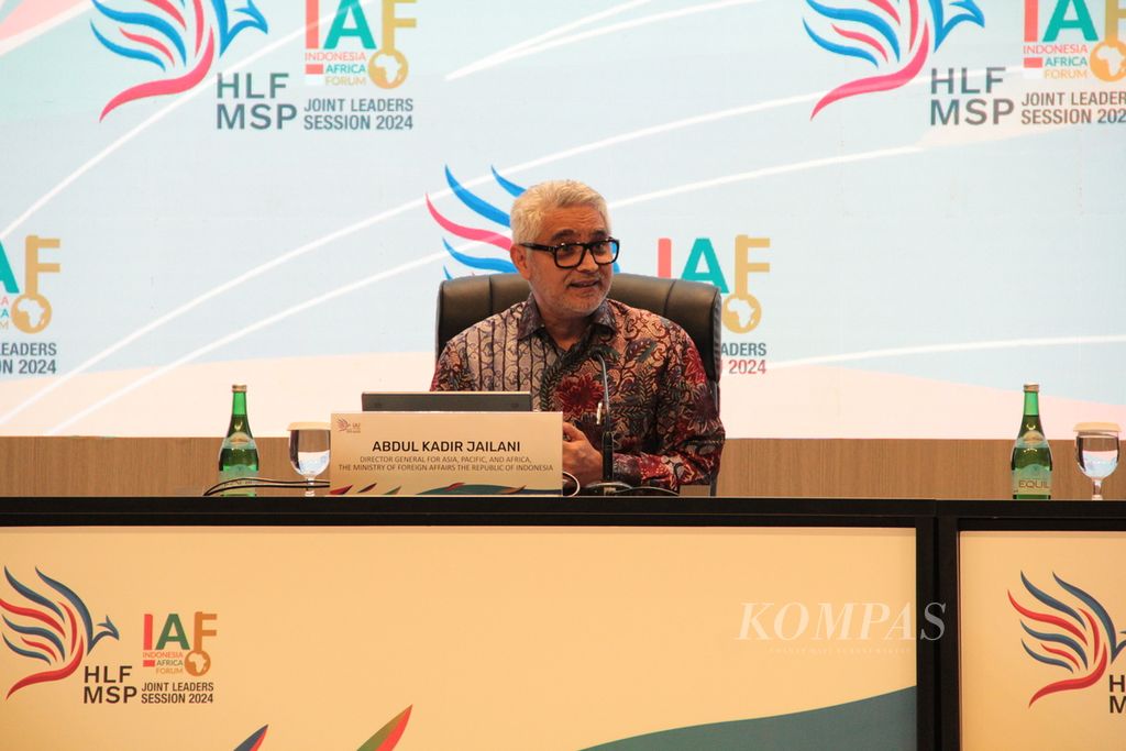 Direktur Jenderal Asia Pasifik dan Afrika Kementerian Luar Negeri Abdul Kadir Jailani di Indonesia Africa Forum 2024 di Nusa Dua, Bali, Minggu (1/9/2024).