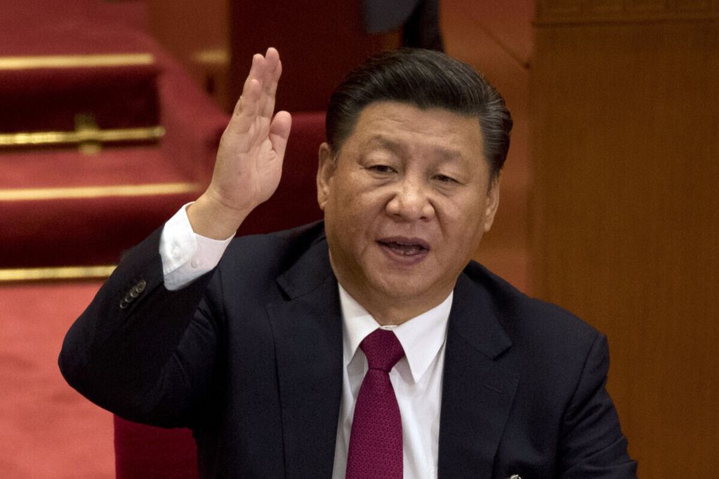 Presiden China Xi Jinpung diambil pada 24 Oktober  2017 di Balai Agung Rakyat di Beijing, China.