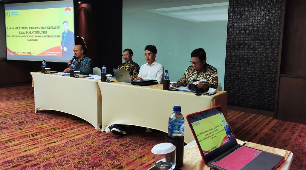 Suasana Rapat Koordinasi Program dan Kegiatan Balai Diklat Industri Seluruh Indonesia di Kuta, Bali, Kamis (25/5/2023).