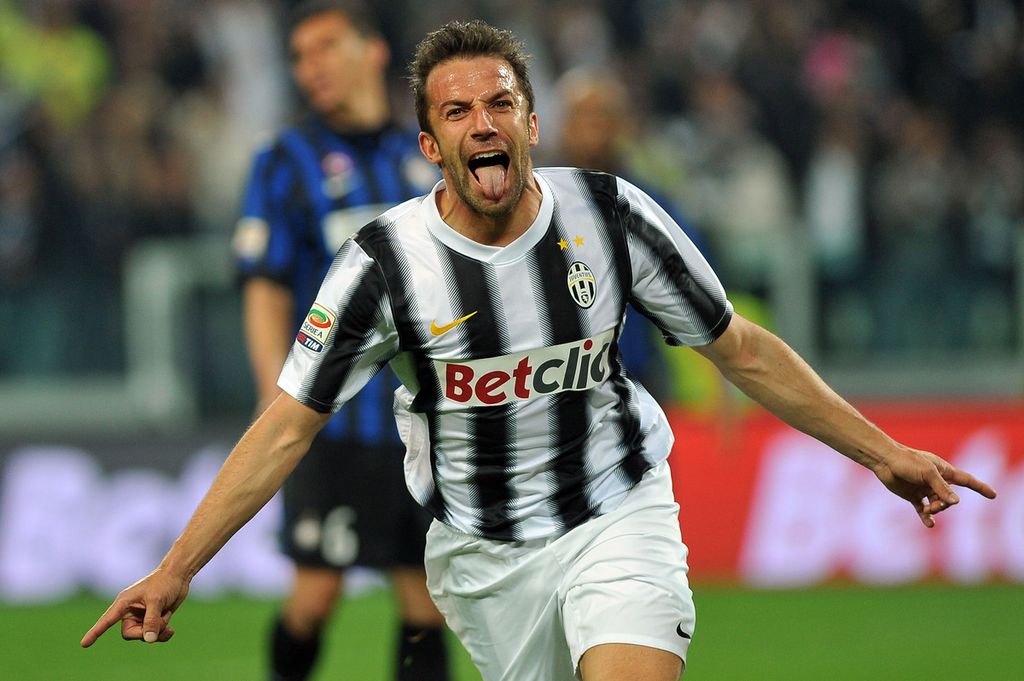 Alessandro Del Piero merayakan golnya ke gawang AC Milan saat membela Juventus pada ajang Liga Italia tahun 2012 lalu.