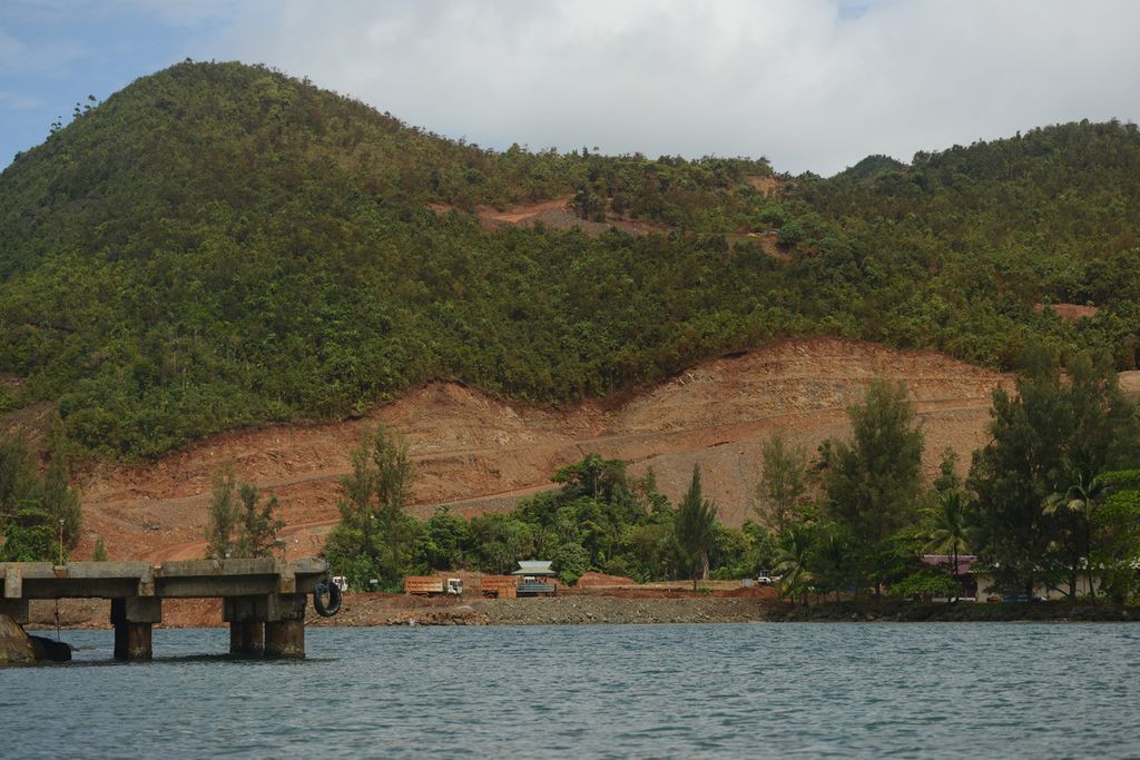 The nickel mining location on Gag Island, Raja Ampat, West Papua, Saturday (5/6/2021).