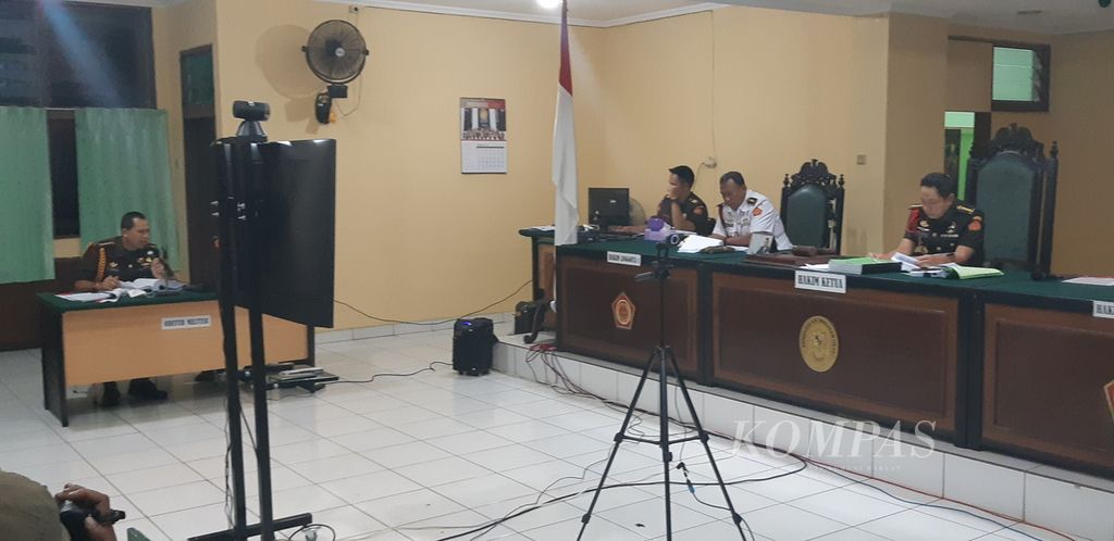 Suasana persidangan kasus pembunuhan empat warga Kabupaten Nduga di Pengadilan Militer III-19 Jayapura pada Rabu (14/12/2022).