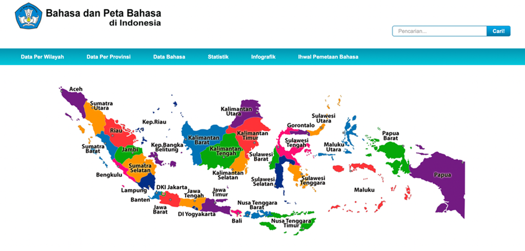 Tangkapan layar Peta Bahasa Daerah di Nusantara.