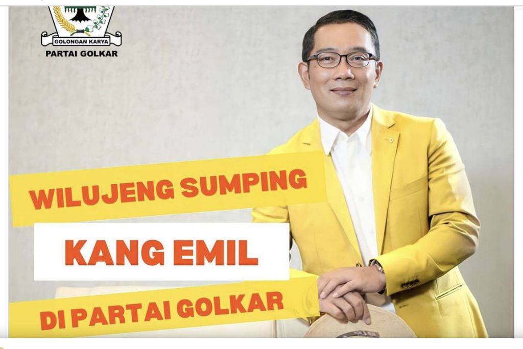 Tangkapan layar akun Instagram DPP Partai Golkar saat mengunggah foto Gubernur Jawa Barat Ridwan Kamil, Rabu (18/1/2023). Dalam unggahan tersebut, Golkar menyambut kedatangan Ridwan Kamil sebagai kader baru Golkar.