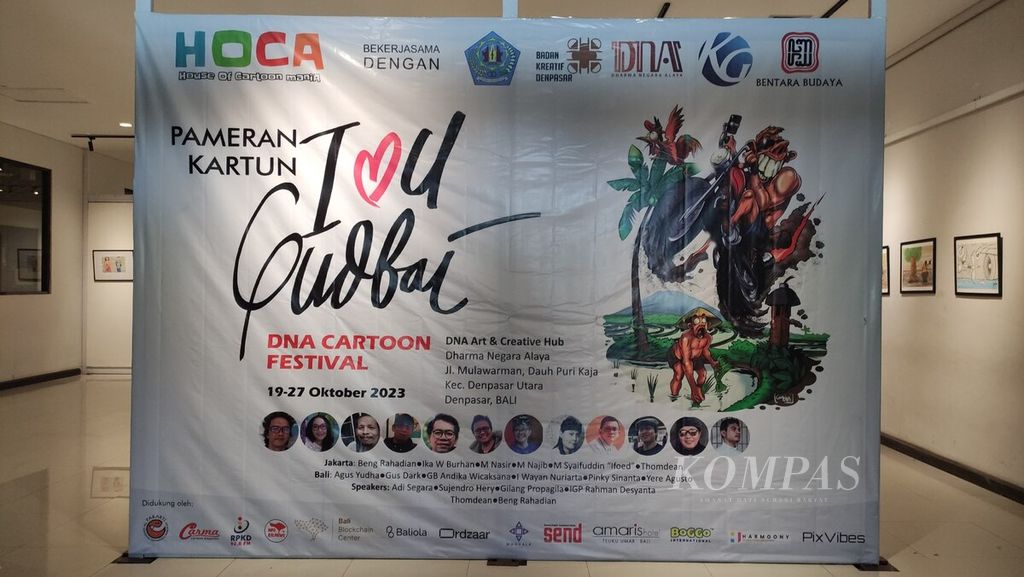 Pameran kartun "I Love U Gudbai" digelar di Gedung DNA Art and Creative Hub Kota Denpasar, Bali. 