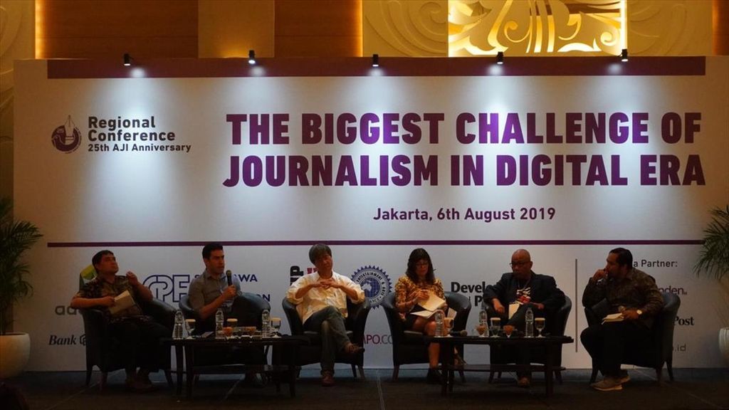 Aliansi Jurnalis Independen (AJI) Indonesia mengadakan Konferensi Regional bertema “Tantangan Jurnalisme di Era Digital” di Jakarta, Selasa (6/8/2019).