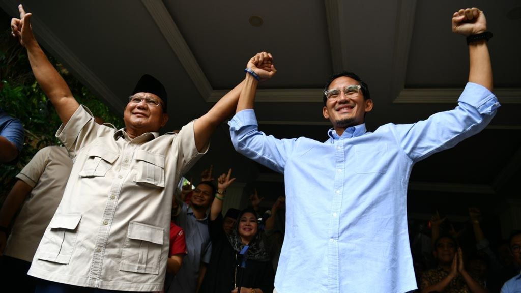 Kebersamaan Prabowo Subianto dan Sandiaga Uno saat mengarungi Pemilihan Presiden 2019,  di kediaman Prabowo, Kertanegara, Jakarta Selatan, Selasa (21/5/2019).