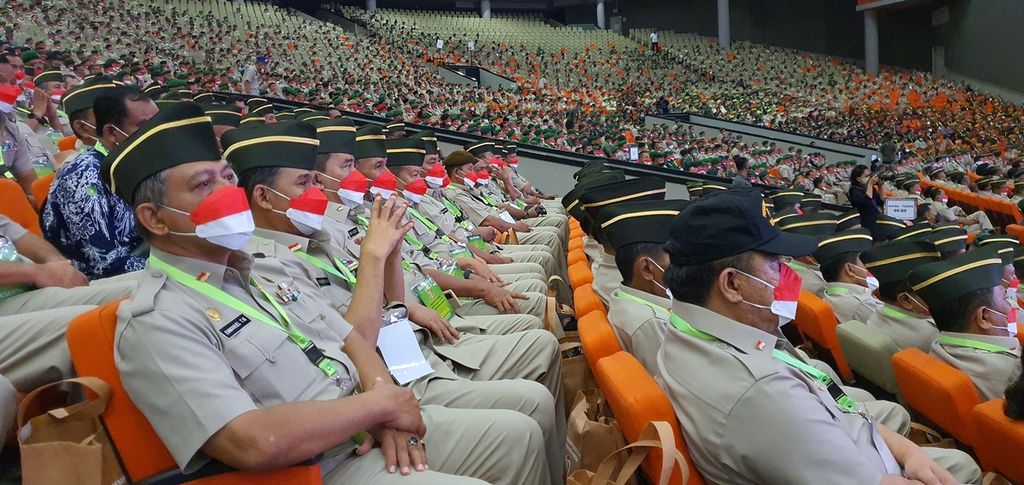 Purnawirawan TNI AD bersilaturahmi sekaligus merayakan hari jadi ke-19 di Sentul International Convention Center, Kabupaten Bogor, Jumat (5/8/2022). 