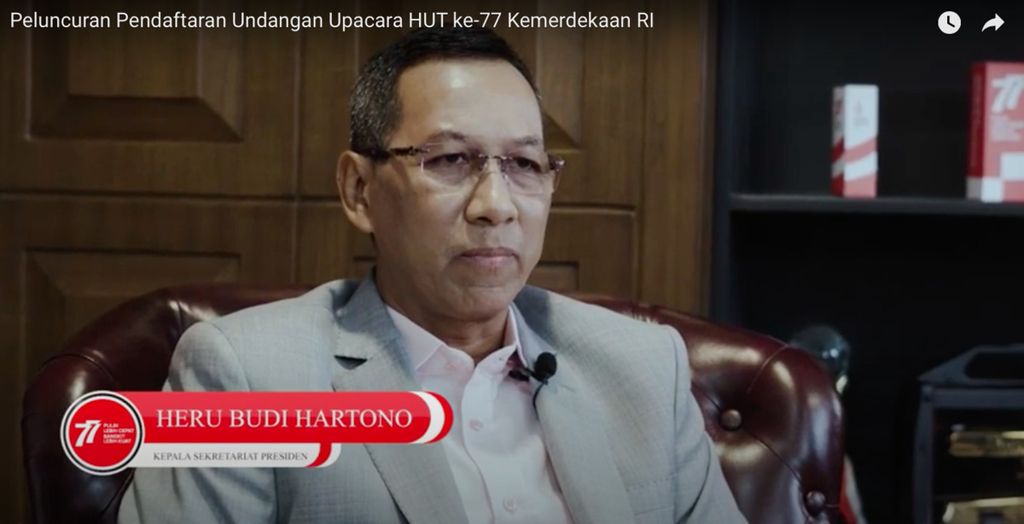 Kepala Sekretariat Presiden Heru Budi Hartono dalam tayangan video peluncuran Pandang Istana, Selasa (2/8/2022).