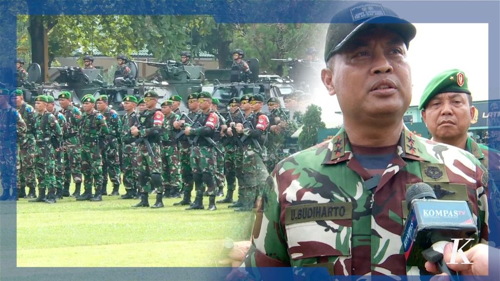 Pangdam Jaya Mayjen Untung Budiharto membuka latihan bersama bertajuk Safkar Indopura-34 di lapangan upacara Batalyon Infanteri Mekanis 202, Tajimalela, Bekasi, Jawa Barat, Minggu (9/10/2022).