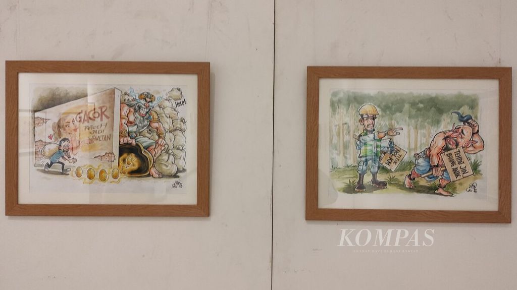Lebih dari 60 kartun karya dari 12 orang kartunis dihadirkan dalam pameran kartun "I Love U Gudbai" di Gedung DNA Art and Creative Hub Kota Denpasar, Bali.