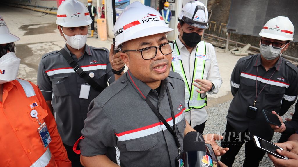 Direktur Utama PT Kereta Cepat Indonesia-China (KCIC) Dwiyana Slamet Riyadi di Purwakarta, Jawa Barat, Selasa (21/6/2022).