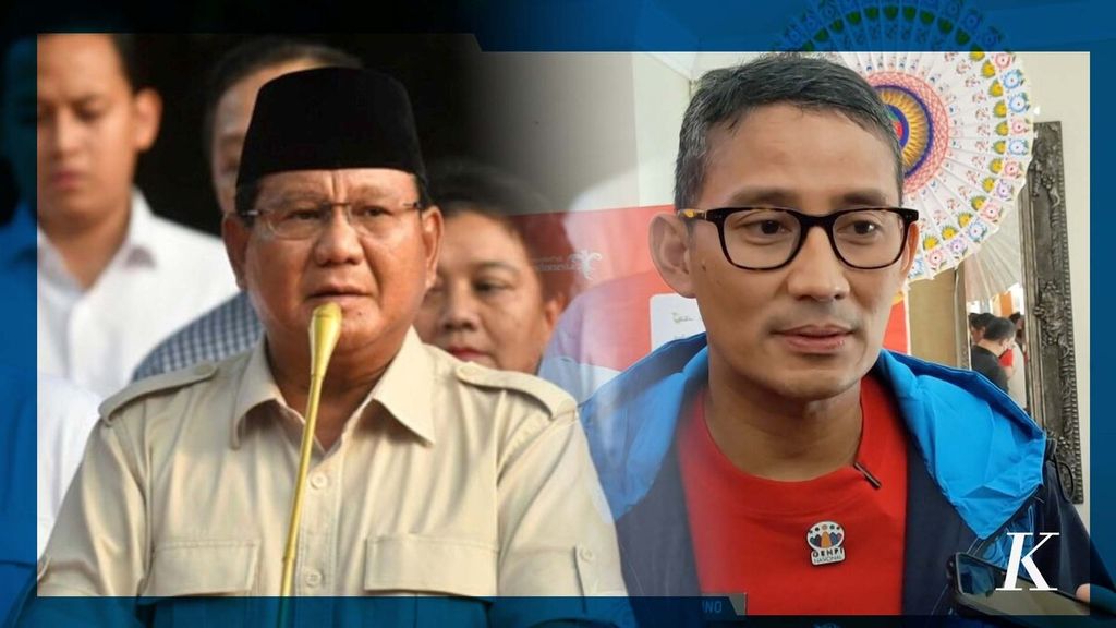 Foto Prabowo Subianto (kiri) dan Sandiaga Salahuddin Uno