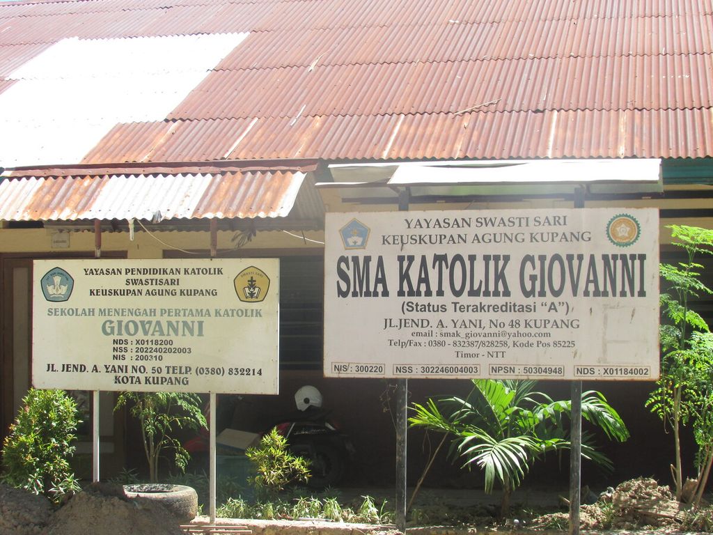 Gedung SMA Katolik Giovanni Kupang, Sabtu (24/4/2021). Sekolah ini merupakan salah satu SMA favorit di Kota Kupang dan NTT. 