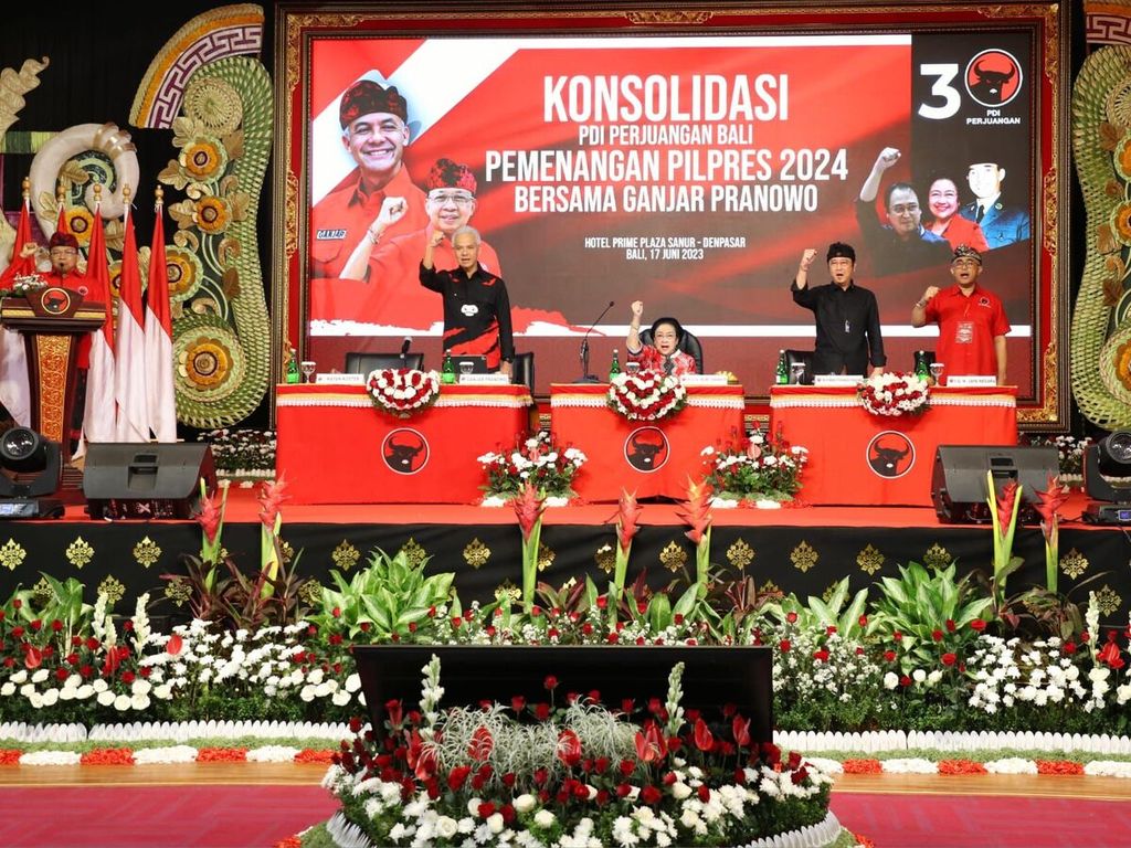 PDI Perjuangan menggelar konsolidasi pemenangan Pemilihan Presiden 2024 di Bali, 17 Juni 2023. 