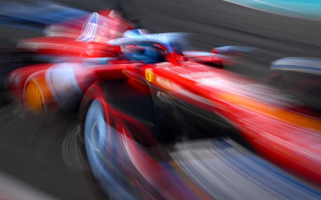 Ferrari team racer Charles Leclerc was behind the wheel during the qualifying session of the Formula 1 Grand Prix series in Miami at the Miami Autodrome International Circuit in Miami Gardens, Florida, USA, on Saturday, May 4, 2024. Leclerc clinched the second starting position behind Red Bull racer Max Verstappen.