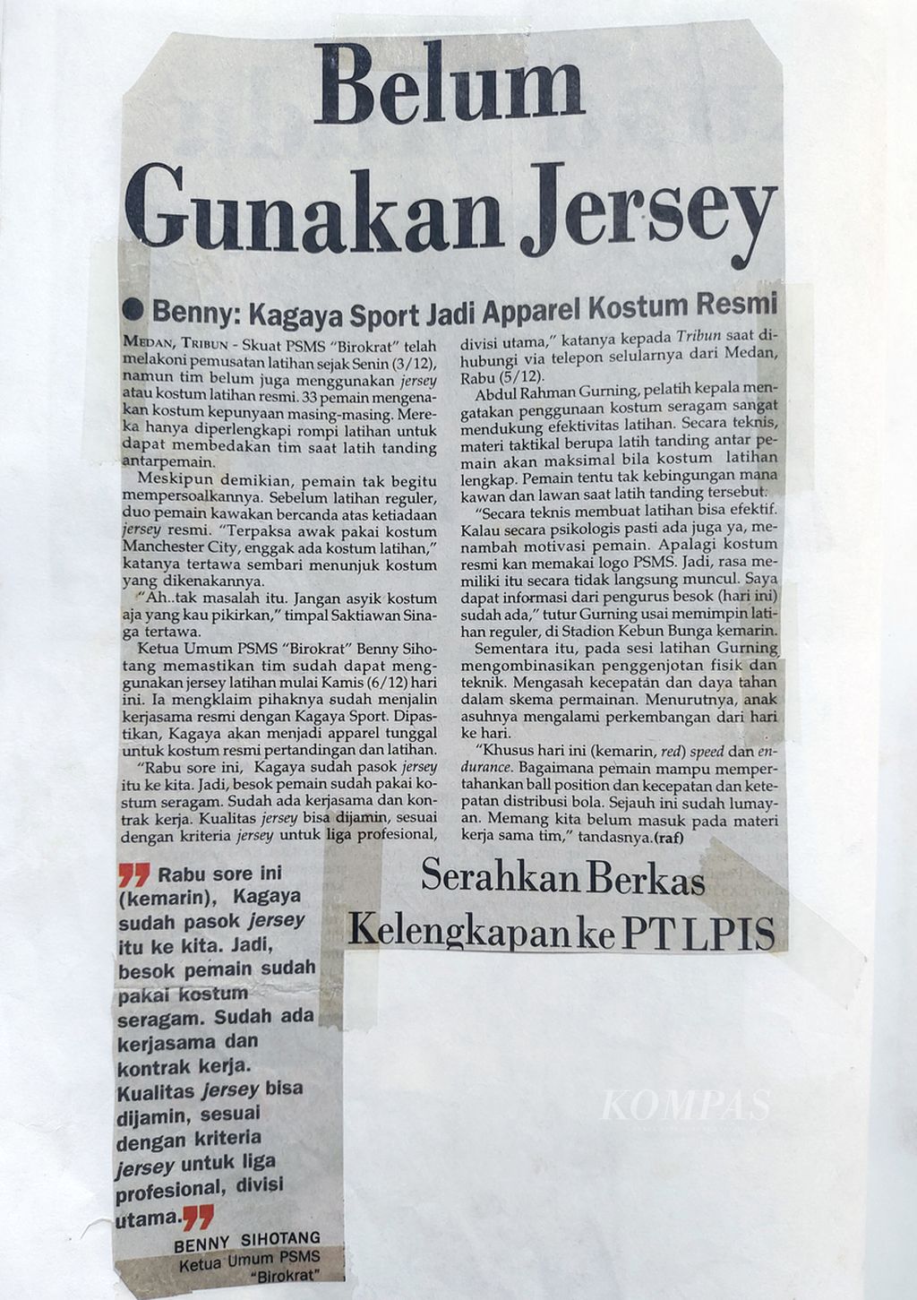 Dokumentasi Kagaya Sport saat menjadi penyuplai perlengkapan tim untuk PSMS Medan medio 2011 hingga lima musim selanjutnya, seperti dipotret <i>Kompas</i> di Medan, Sumatera Utara, Selasa (18/7/2023). 