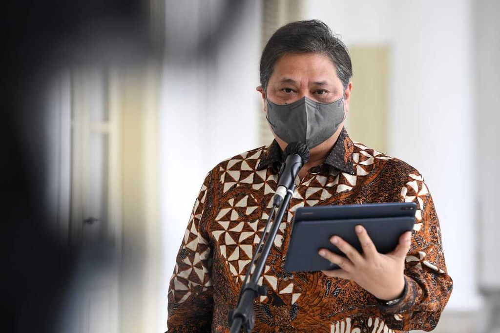 Menteri Koordinator Bidang Perekonomian Airlangga Hartarto di Istana Kepresidenan Bogor, Selasa (6/9/2022).