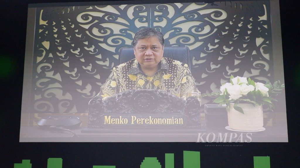 Menteri Koordinator Bidang Perekonomian Airlangga Hartarto menjadi <i>keynote speech </i>dalam diskusi media bertajuk Gojek Outlook 2023 di Jakarta, Selasa (28/2/2023).