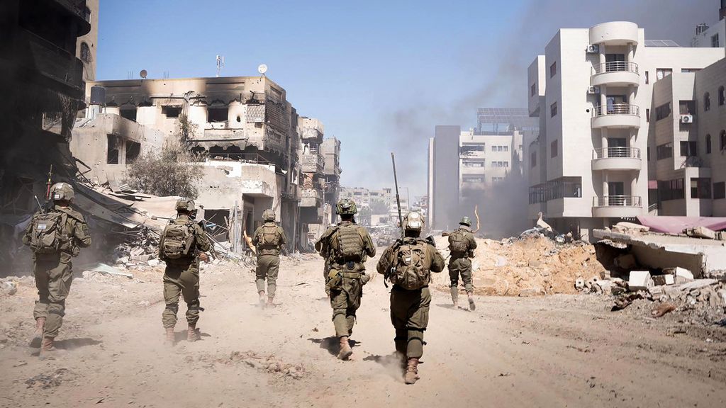 Israeli soldiers operate in the Gaza Strip in this photo released by the Israeli Army, March 27, 2024.