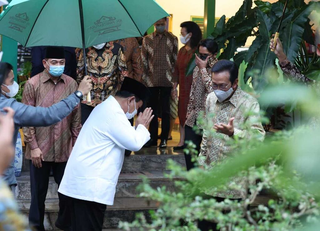 Kunjungan Prabowo Subianto ke Sultan Hamengku Buwono X, Sabtu (7/5/2022).