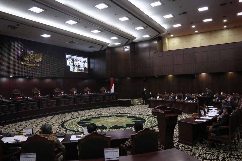 Suasana sidang di Gedung Mahkamah Konstitusi, Jakarta, Kamis (26/1/2023). 