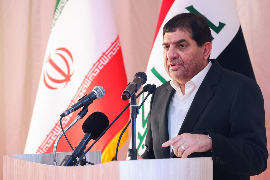 Iran's Principal Vice President Mohammad Mokhber at an event in Basra, Iraq, in September 2023.