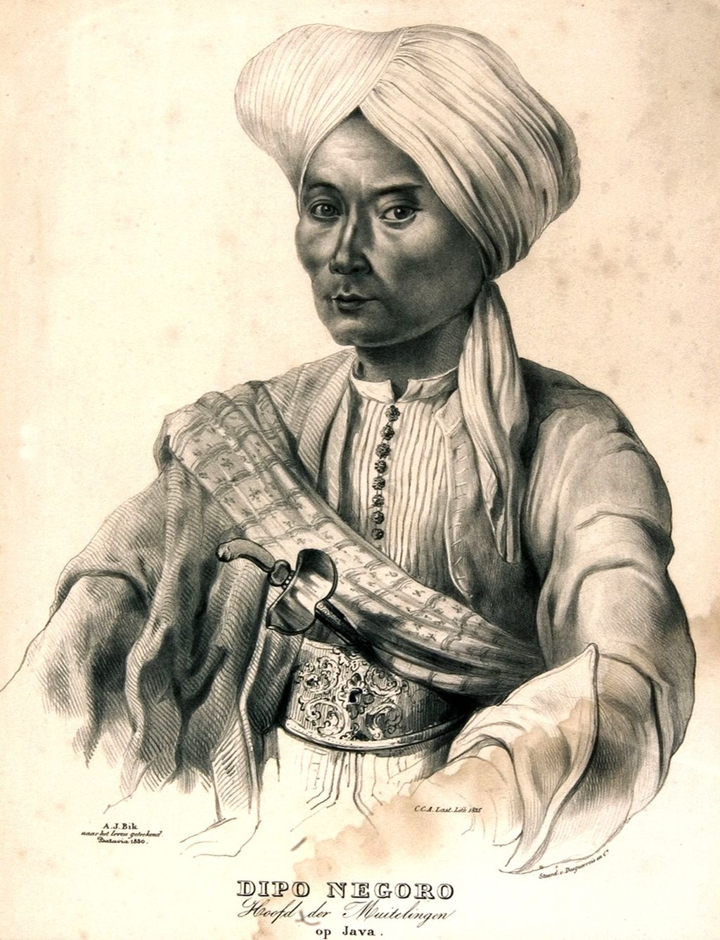 Potret diri Pangeran Diponegoro, pahlawan Perang Jawa (1825-1830). 