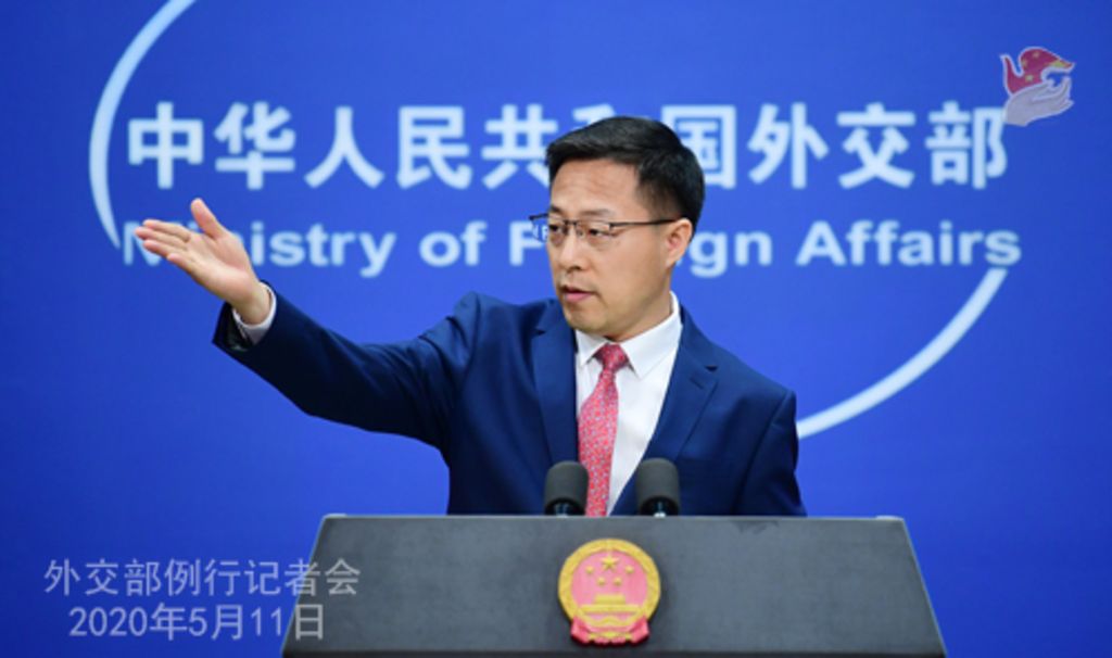 Juru Bicara Kementerian Luar Negeri China Zhao Lijian menjawab pertanyaan dari media pada konferensi pers pada Senin (11/5/2020) di Beijing, China.