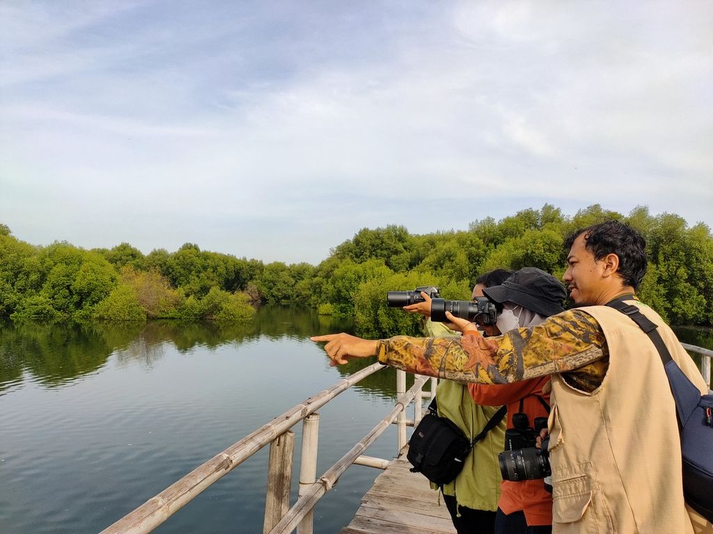 Biodiversity Warriors (BW) Kehati menggelar kegiatan tahunan, Asian Waterbird Census atau sensus burung air Asia di Taman Wisata Alam Mangrove Angke Kapuk, Jakarta pada Minggu (15/1/2023). 