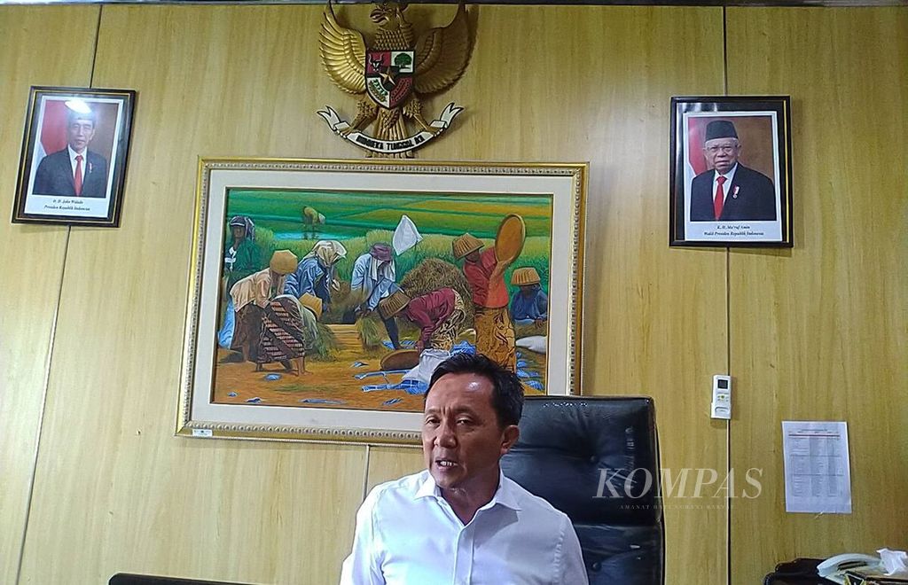 Pemimpin Wilayah Bulog Bali Sony Supriyadi di Kantor Bulog Wilayah Bali, Kota Denpasar, Rabu (21/2/2024).