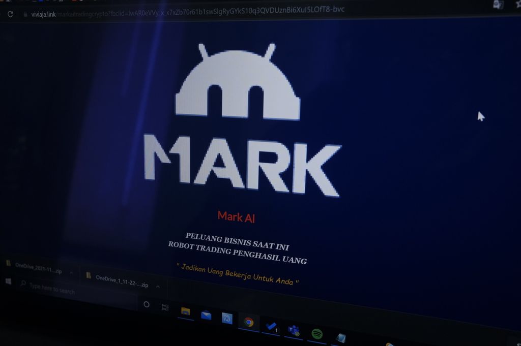 A view of the Mark AI crypto asset robot trading site which has been deactivated as of October 17, 2021. Photo taken on Monday (22/11/2021).