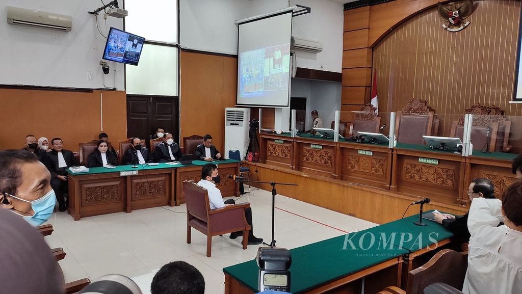 Terdakwa Ferdy Sambo dalam pengadilan dengan agenda putusan sela di Pengadilan Negeri Jakarta Selatan, Rabu (26/10/2022).