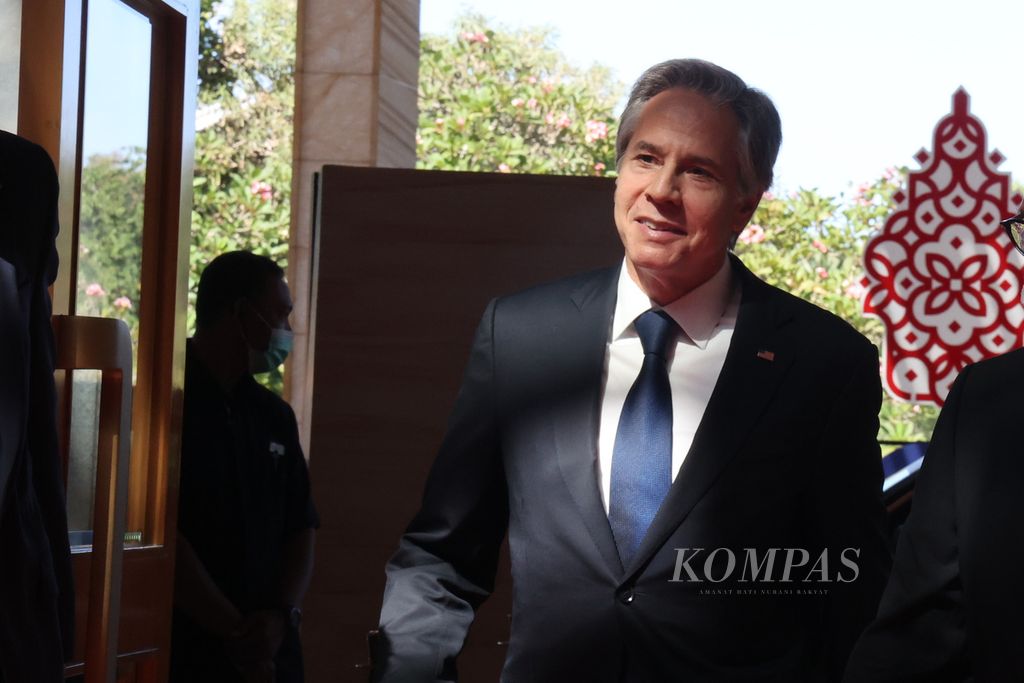 Menteri Luar Negeri Amerika Serikat Antony Blinken menghadiri Pertemuan Menteri Luar Negeri G20 di Nusa Dua, Badung, Bali, Jumat (8/7/2022).