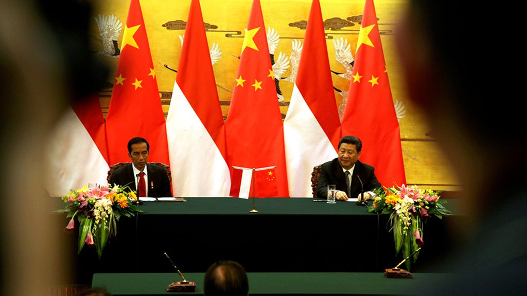 Presiden Jokowi dan Presiden Republik Rakyat China (RRC) Xi Jinping menyampaikan pernyataan pers tentang hasil pertemuan bilateral yang berlangsung di Balai Agung Rakyat China di Beijing, Kamis (26/3/2015) malam. 