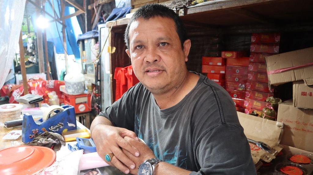 Eko, koordinator pedagang kaki lima Gang Gloria, Kelurahan Glodok, Jakarta Barat, Selasa (18/1/2022).