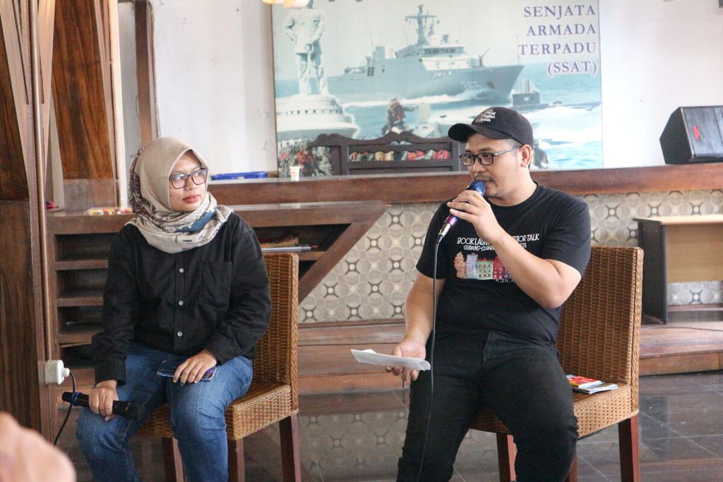 Pembicara pada gelar wicara Haritage Talks bertajuk Rempah, Kopi, dan Kuliner JakartaMuseum Bahari, Penjaringan, Jakarta Utara, Sabtu (28/1/2023).