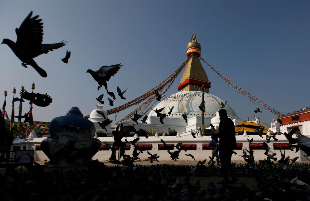 Situs Budaya UNESCO di Kathmandu, Nepal, sepi pengunjung, Rabu (25/3/2020). REUTERS/Navesh Chitrakar 
