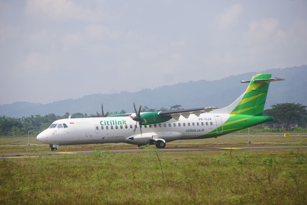 Ilustrasi. Pesawat Citilink mendarat di Bandara Jenderal Besar Soedirman di Purbalingga, Jawa Tengah, Selasa (1/6/2021).