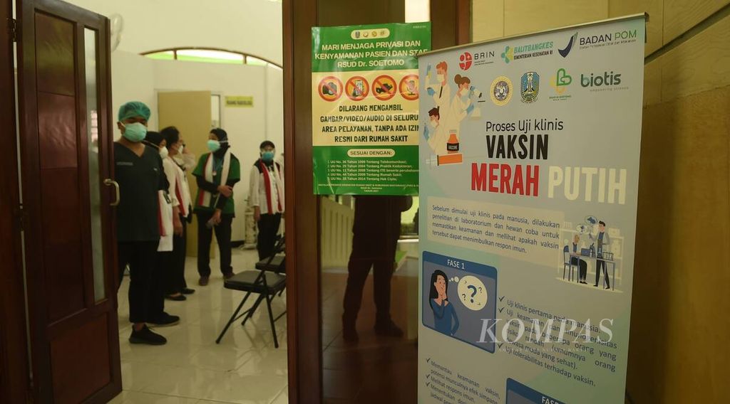 Ruangan tempat uji klinis vaksin Merah Putih di RSUD Dr Soetomo, Surabaya, Jawa Timur, Rabu (9/2/2022). 