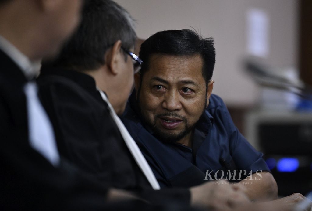 Bekas Ketua DPR Setya Novanto menghadiri sidang perdana pengajuan peninjauan kembali (PK) di Pengadilan Negeri Jakarta Pusat, Rabu (28/8/2019). 