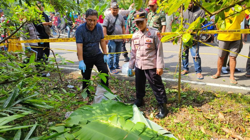 Lokasi penemuan empat potongan tubuh manusia di Kampung Bantar Limus, Desa Sancang, Kecamatan Cibalong, Kabupaten Garut, Jawa Barat, Minggu (30/6/2024) siang. Identitas korban belum diketahui.