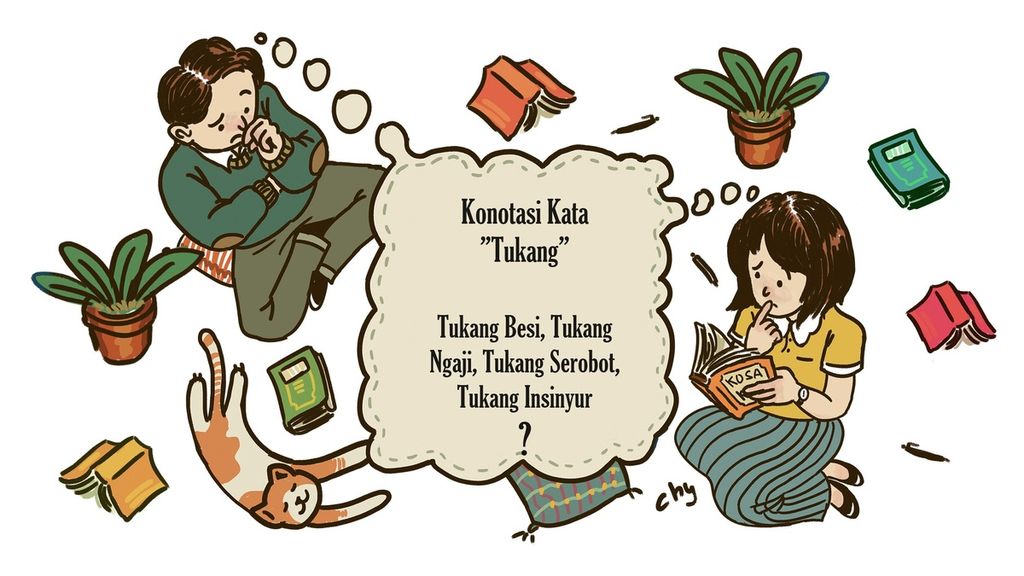 Kata <i>tukang</i> sering dilekatkan pada banyak kata, misalnya <i>tukang kebun, tukang jahit</i>, dan <i>tukang kayu</i>.