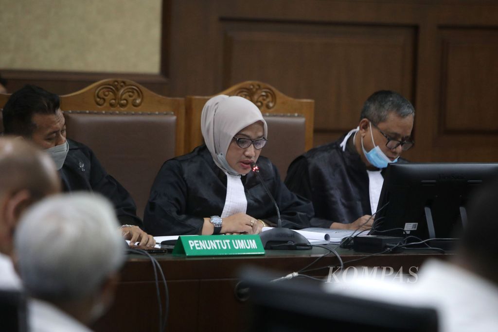Sidang pembacaan dakwaan kasus korupsi minyak goreng di Pengadilan Tipikor Jakarta, Rabu (31/8/2022).  