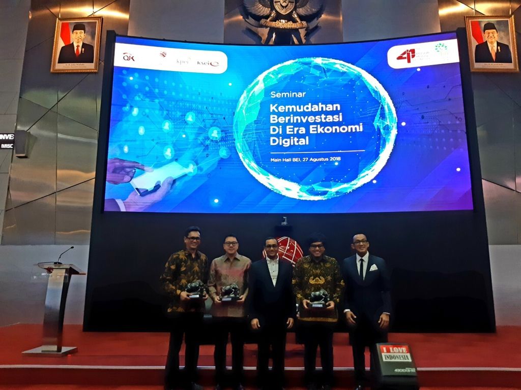 Seminar Kemudahan Berinvestasi di Era digital di Main Hall Bursa Efek Indonesia, Jakarta Selatan (27/8/2018).