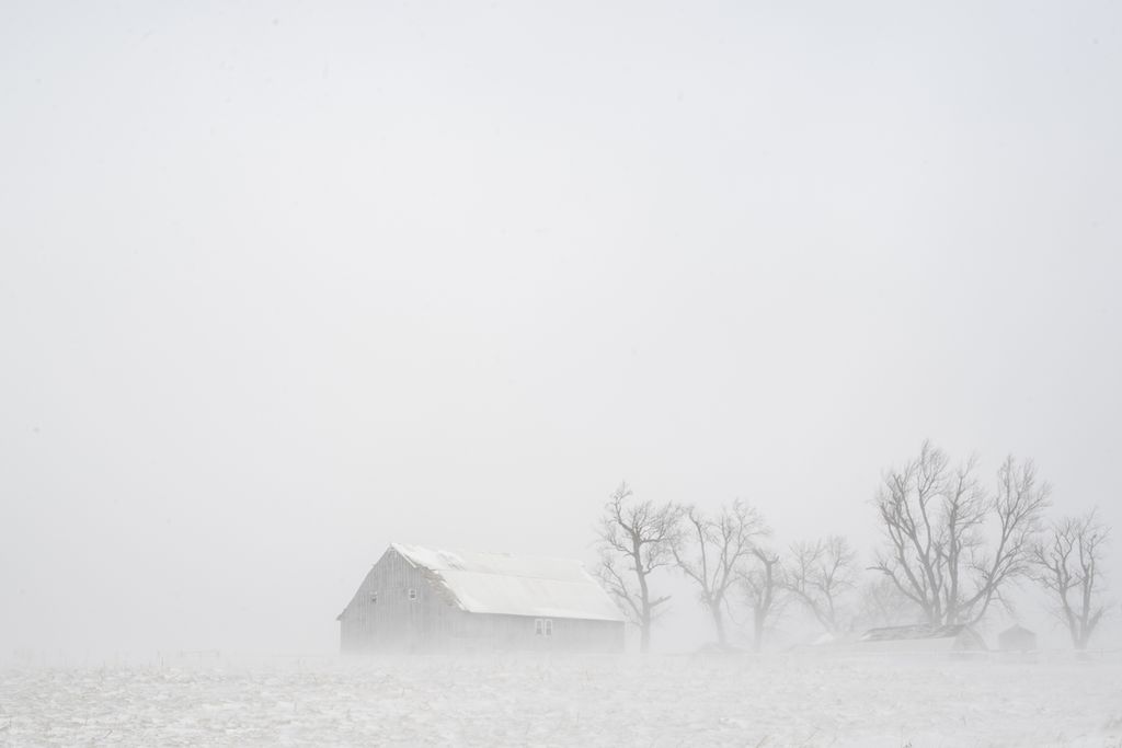 Sejauh mata memandang, hamparan salju putih tampak di Linn County, Iowa, Jumat (23/12/2022). 