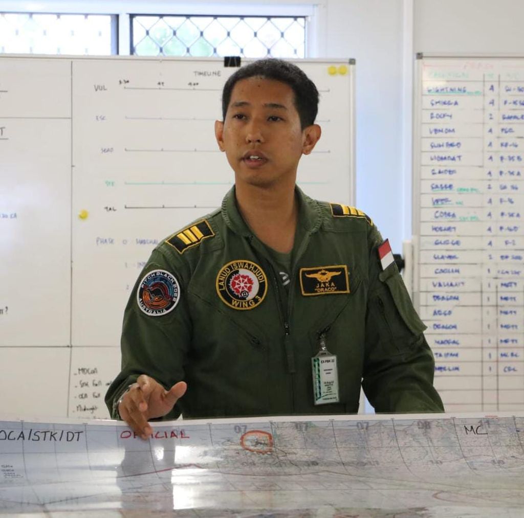 Kapten Pnb Jaka Draco" Arastya, dipercaya memimpin misi LFE (Large Force Employment), Rabu (7/9/2022). Pertama kali penerbang TNI AU menjadi pemimpin misi dalam latihan ini.