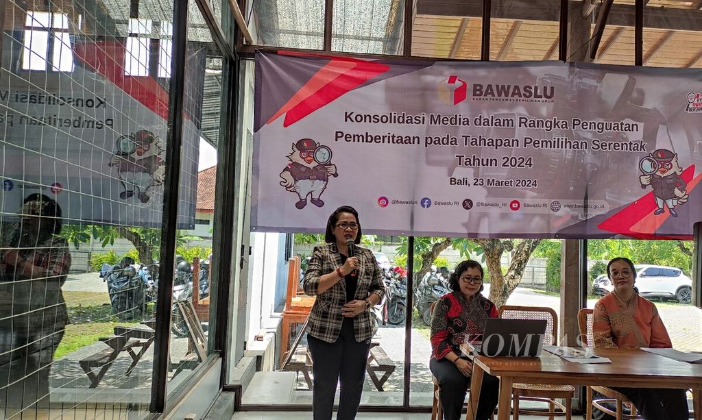 Bawaslu RI bersama Bawaslu Provinsi Bali mengadakan temu media dan diskusi bertajuk Konsolidasi Media Dalam Rangka Penguatan Pemberitaan pada Tahapan Pemilihan Serentak Tahun 2024 di Kota Denpasar, Bali, Sabtu (23/3/2024). 